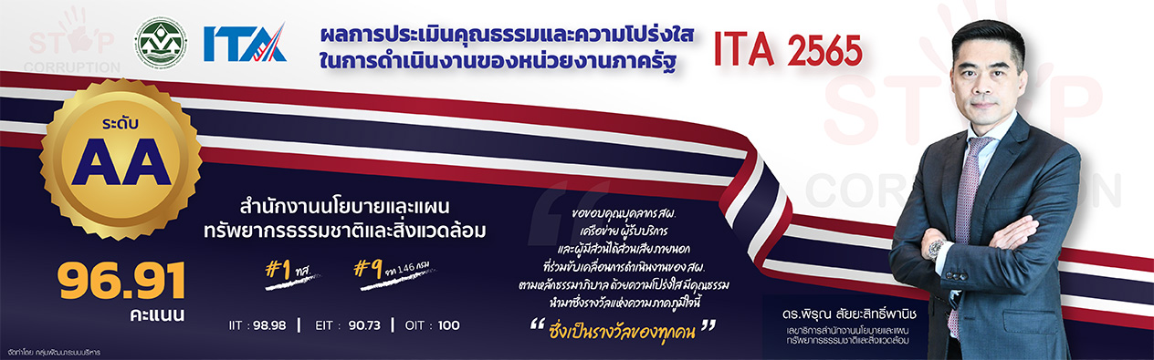 ผลการประเมินคุณธรรมและความโปร่งใสในการดำเนินงานของหน่วยงานภาครัฐ ITA 2565 ระดับ AA 96.91 คะแนน