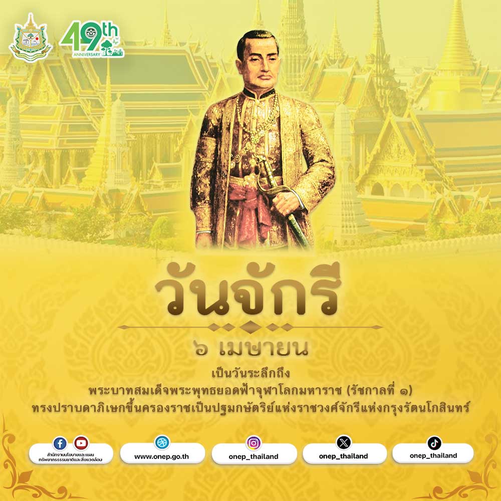 ๖ เมษายน วันจักรี เป็นวันระลึกถึงพระบาทสมเด็จพระพุทธยอดฟ้าจุฬาโลกมหาราช (รัชกาลที่ ๑)