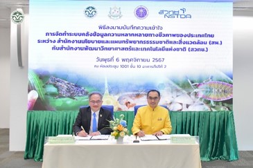 สผ. – สวทช. ร่วมลงนาม MOU การจัดทำระบบคลังข้อมูลความหลากหลายทางชีวภาพของประเทศไทย สผ. – สวทช. ร่วมลงนาม MOU การจัดทำระบบคลังข้อมูลความหลากหลายทางชีวภาพของประเทศไทย