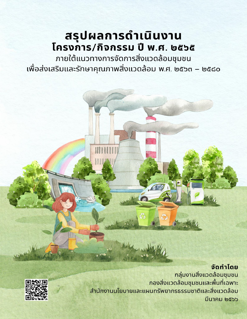 สรุปผลการดำเนินงานโครงการ/กิจกรรม ปี พ.ศ. 2565 ภายใต้แนวทางการจัดการสิ่งแวดล้อมชุนเพื่อส่งเสริมและรักษาคุณภาพสิ่งแวดล้อม พ.ศ. 2563-2580