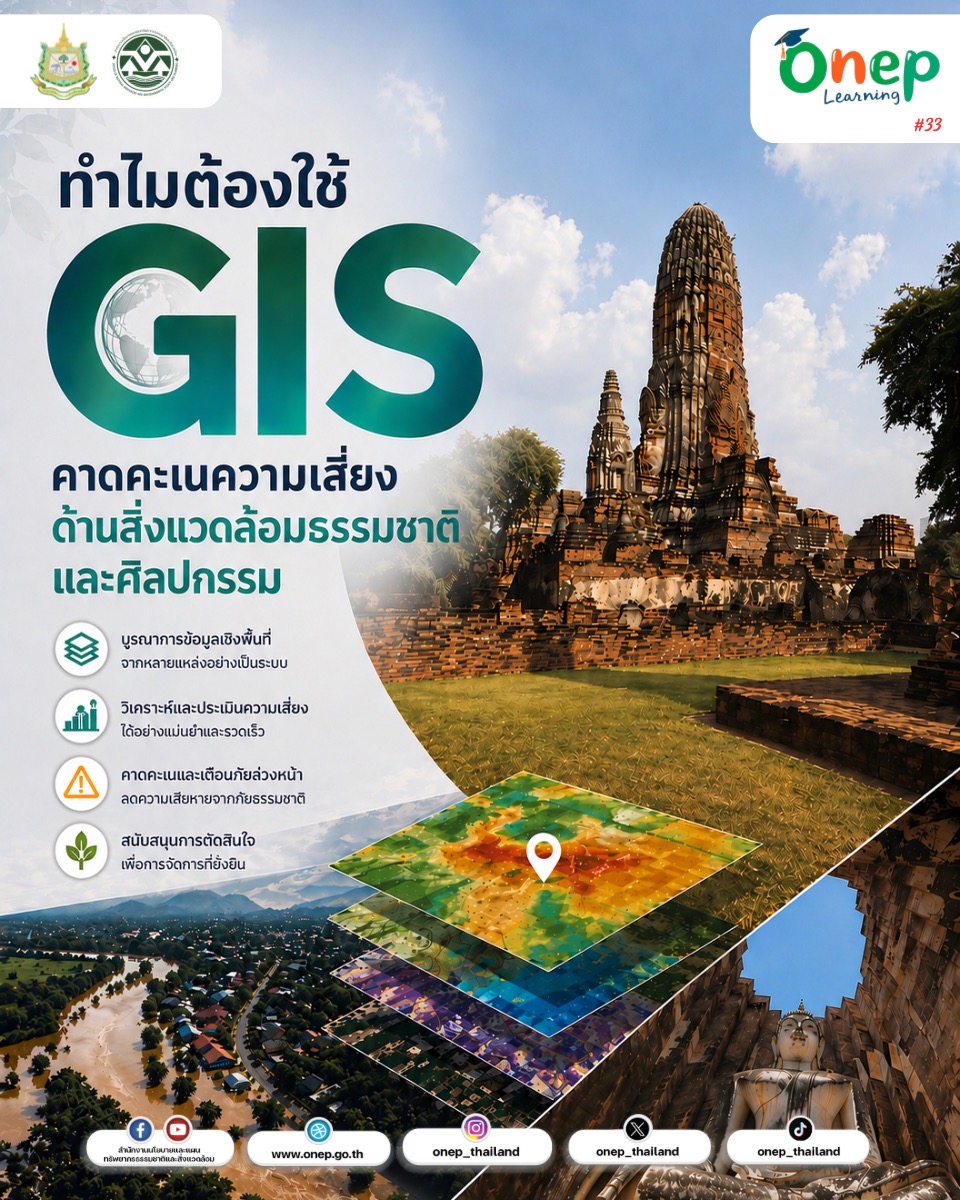 ONEP Learning #33 ทำไมถึงต้องใช้ GIS ในการคาดคะเนความเสี่ยงด้านสิ่งแวดล้อมธรรมชาติและศิลปกรรม